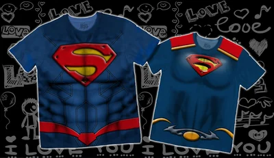 Футболки с полной запечаткой: парные - супер мен супер герл